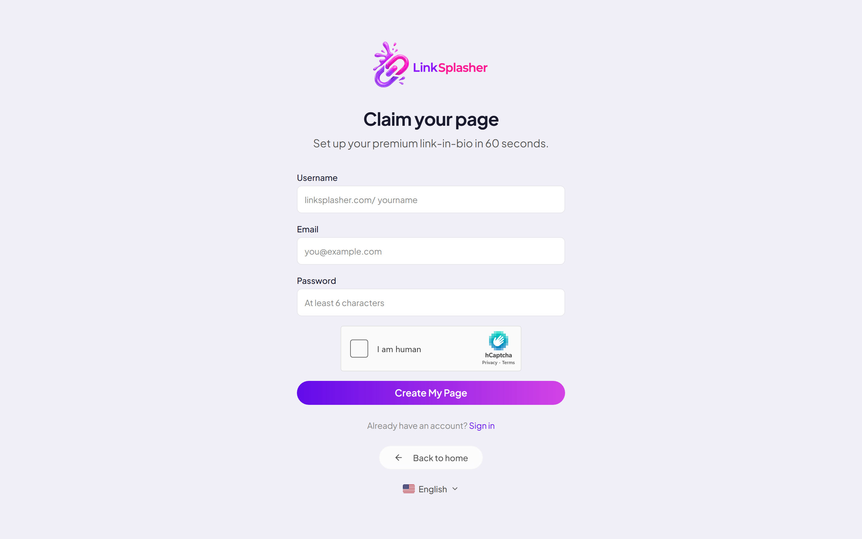 Sign up and pick a username